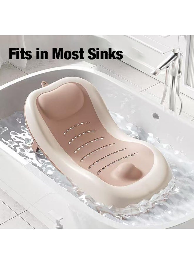 كيلا حامل استحمام للأطفال، حوض استحمام قابل للطي للرضع حديثي الولادة من عمر 0-6 أشهر، حوض استحمام ناعم للأطفال (وردي) - Image 4