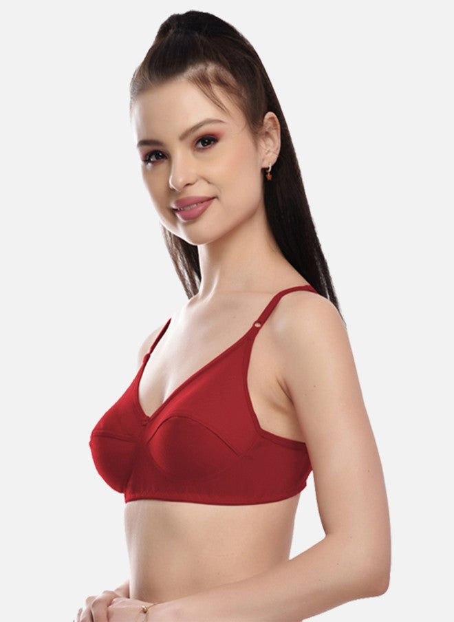 FIMS Women Pack of 3 Solid Non-Padded Bras in Red, Black, and Pink - Image 3