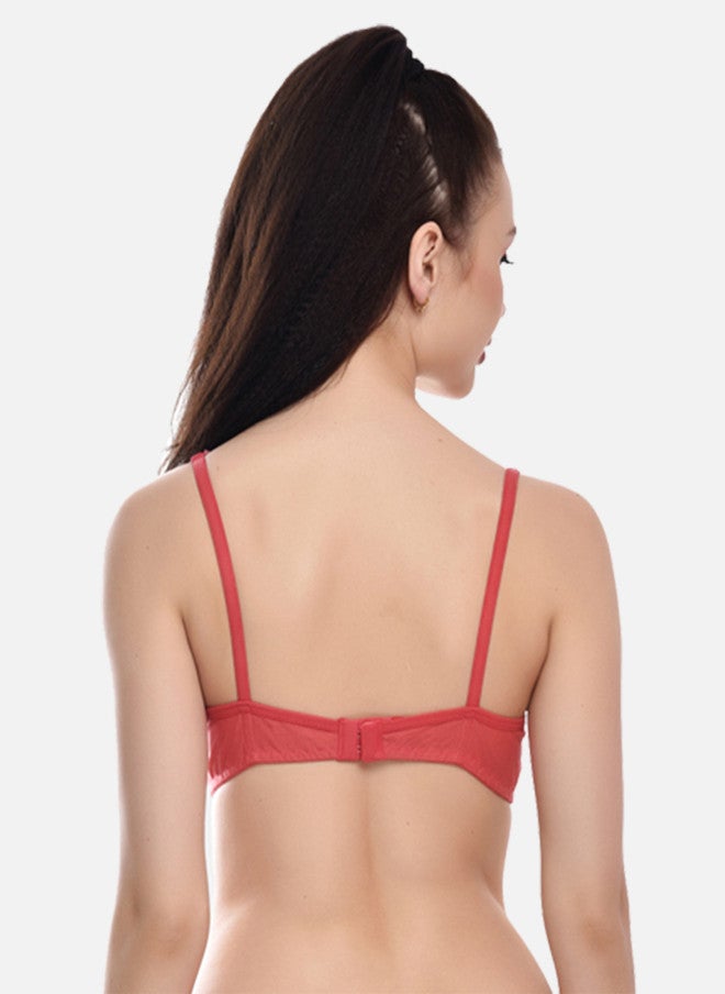 FIMS Women Pack of 3 Solid Non-Padded Bras in Red, Black, and Pink - Image 5