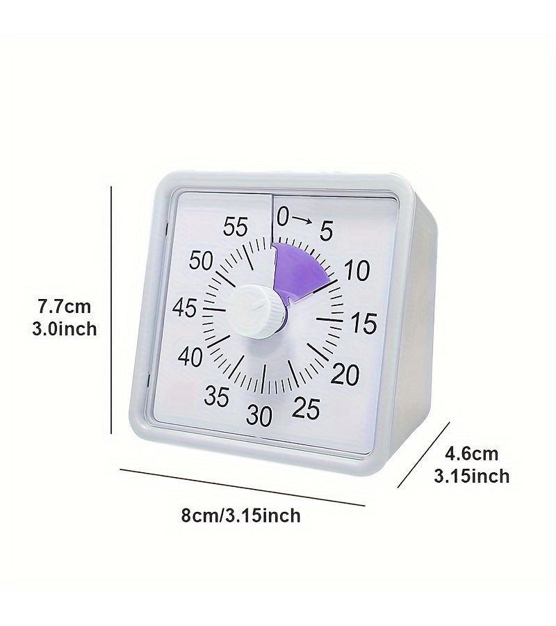 Gray Silent Visual Kitchen Timer 60 Minute Countdown for Study Office Exams Cooking - Image 3