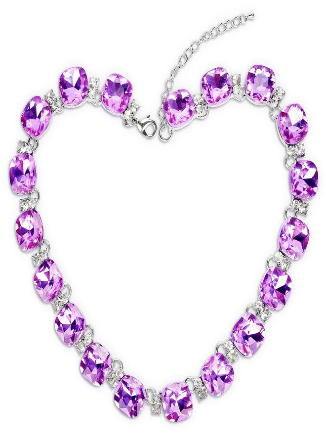 Jiulory Crystal Statement Necklace Glass Crystal Collar Choker Necklace for Women Bridal Necklace Costume Jewelry Necklaces for Women (Voilet Necklace) - Image 1