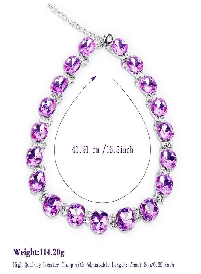 Jiulory Crystal Statement Necklace Glass Crystal Collar Choker Necklace for Women Bridal Necklace Costume Jewelry Necklaces for Women (Voilet Necklace) - Image 2