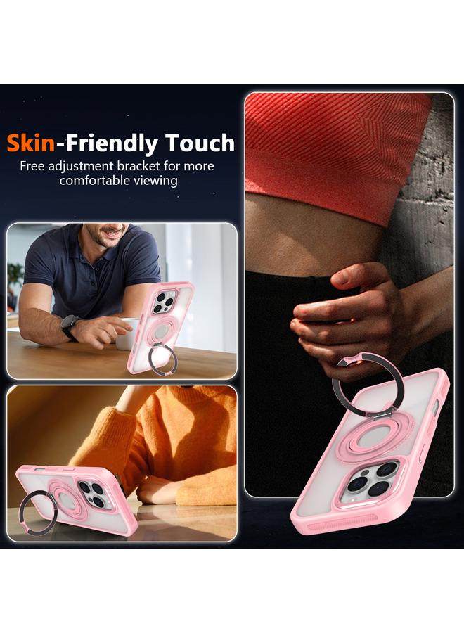 S-TOP Case For iPhone 15 Pro Max Skin Feel Transparent 360 Degree Rotating Silicone Ring Holder Phone Case - Image 4