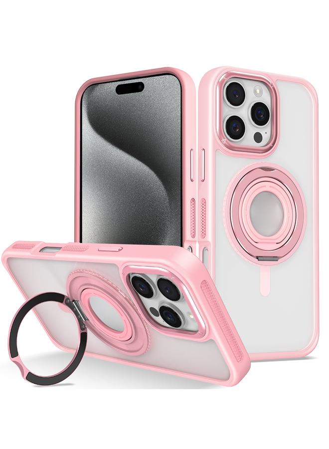 S-TOP Case For iPhone 15 Pro Max Skin Feel Transparent 360 Degree Rotating Silicone Ring Holder Phone Case - Image 1