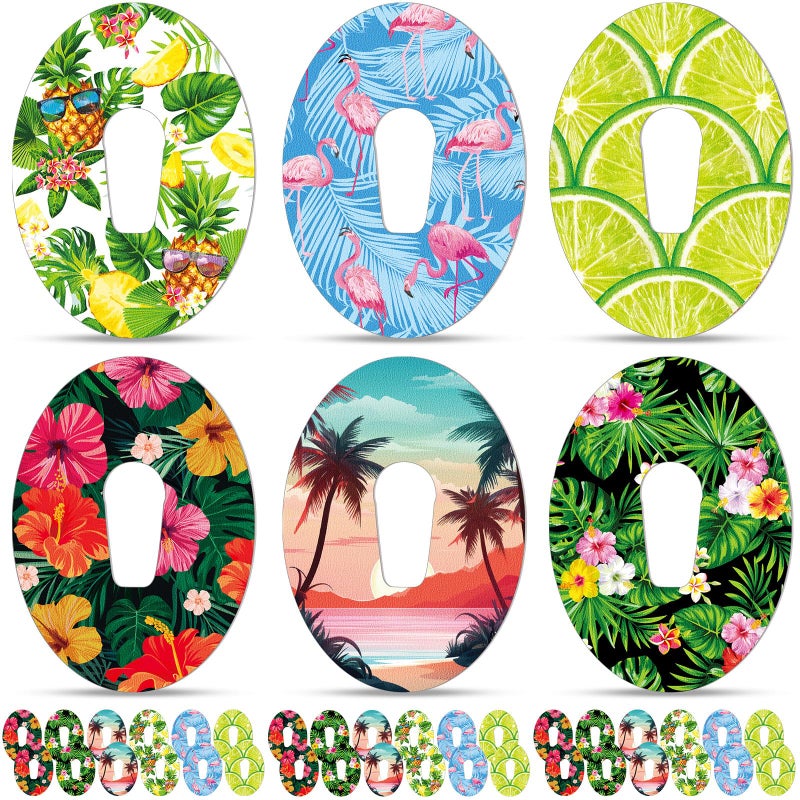 36 عبوة لاصقة متوافقة مع Dexcom G6 لاصقات CGM الملونة القابلة للتنفس مقاومة للماء من هاواي شريط لاصق مسبق القطع لحماية جهاز مراقبة الجلوكوز المستمر