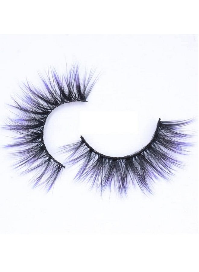 Alluring Synthetic Mink Lashes Reusable Strip False Eyelashes Cateye, Fun Colored Lashes Purple Tips - Image 2