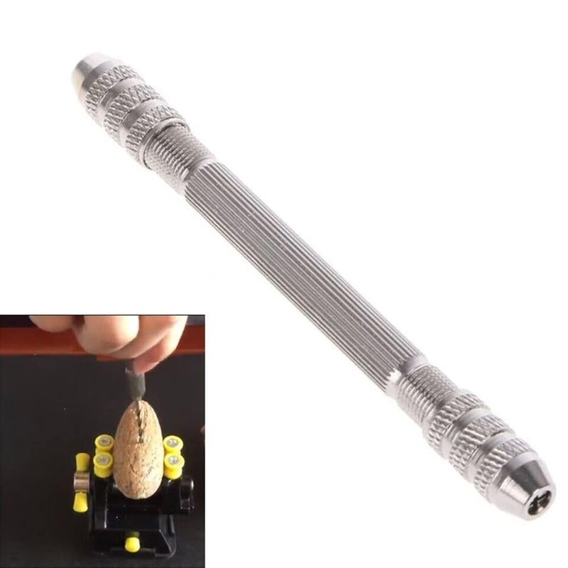 Silver Steel Double Mouth Pin Vise Hand Drills Bit Chuck 2pcs Reversible Collets For Watch Clock Jewelry Repair Tool Pack of 1  - Image 3