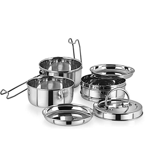 FUTENSILS Manav Stainless Steel Tiffin Box Clip Model,3-Tier-Size -10X3 (With Single Plate Between Each Tier) ,Lunch Kit Can be used for Office Travelling, Gifting And Picnic,(Capacity-950ml,Dia-6 Inch, Weight - 1.22Kg) - Image 4
