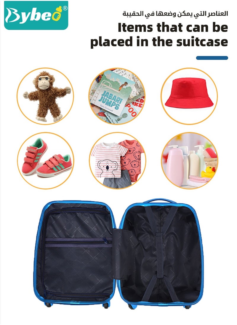 Bybeo - 3Pcs Kids Luggage Set, 18 Inch Children Travel Suitcase, Cartoon Rolling Luggages, Child Trolley Bag with 14-Inch Backpack, U-Shaped Pillow, Wheels and Telescopic Handle for Kid Toddlers Boys and Girl - Image 1