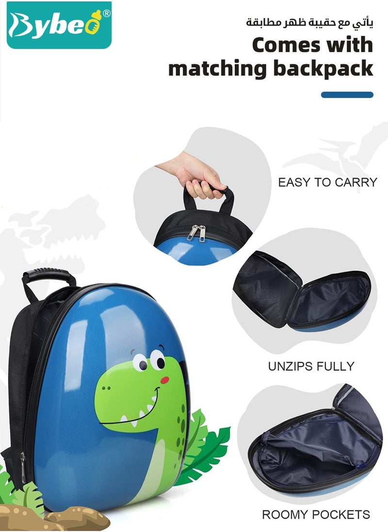Bybeo - 3Pcs Kids Luggage Set, 18 Inch Children Travel Suitcase, Cartoon Rolling Luggages, Child Trolley Bag with 14-Inch Backpack, U-Shaped Pillow, Wheels and Telescopic Handle for Kid Toddlers Boys and Girl - Image 1