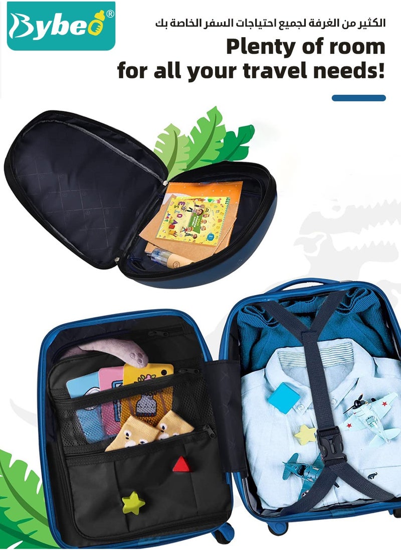 Bybeo - 3Pcs Kids Luggage Set, 18 Inch Children Travel Suitcase, Cartoon Rolling Luggages, Child Trolley Bag with 14-Inch Backpack, U-Shaped Pillow, Wheels and Telescopic Handle for Kid Toddlers Boys and Girl - Image 1