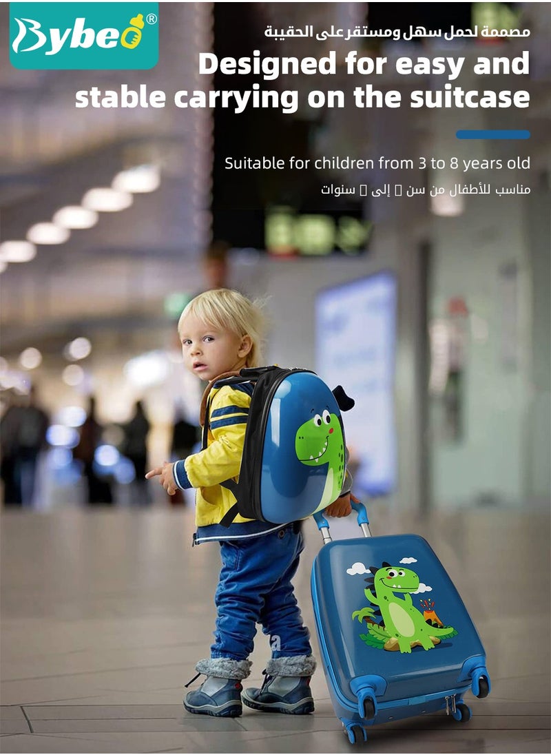 Bybeo - 3Pcs Kids Luggage Set, 18 Inch Children Travel Suitcase, Cartoon Rolling Luggages, Child Trolley Bag with 14-Inch Backpack, U-Shaped Pillow, Wheels and Telescopic Handle for Kid Toddlers Boys and Girl - Image 1