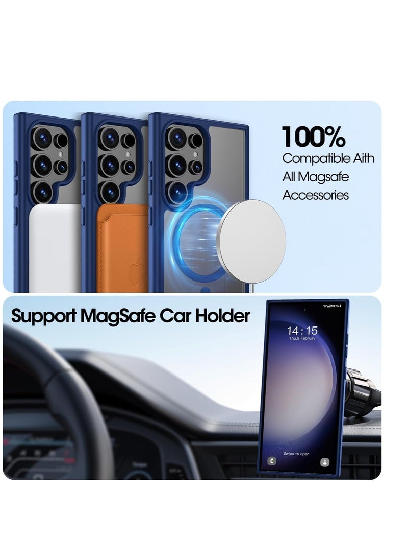 Generic Magnetic Case for Samsung Galaxy S24 Ultra Case [Compatible with MagSafe] [Shockproof Military Grade], Transparent Back Slim Bumper Cover Phone Case Samsung S24 Ultra (blue)  - Image 4