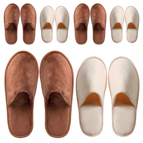 OSTADARRA 6 Pairs Spa Slippers, Non Slip Disposable Slippers For Guest, Washable Reusable, Which Can Be Used As Women Men, House, Indoor, Bathroom, Bedroom, Hotel, Bride Slippers (2 sizes) - Image 1