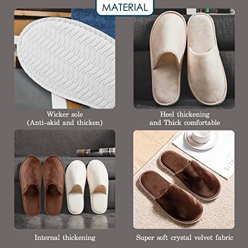 OSTADARRA 6 Pairs Spa Slippers, Non Slip Disposable Slippers For Guest, Washable Reusable, Which Can Be Used As Women Men, House, Indoor, Bathroom, Bedroom, Hotel, Bride Slippers (2 sizes) - Image 4