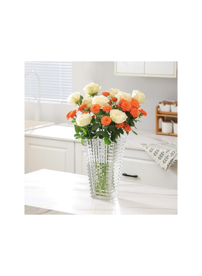 erorex Crystal Glass Vase for Flowers, Elegant Clear Glass Flower Vase, Modern Geometric Design, Large Vase for Home Décor, Gift for Special Occasions (27.5CM) - Image 5