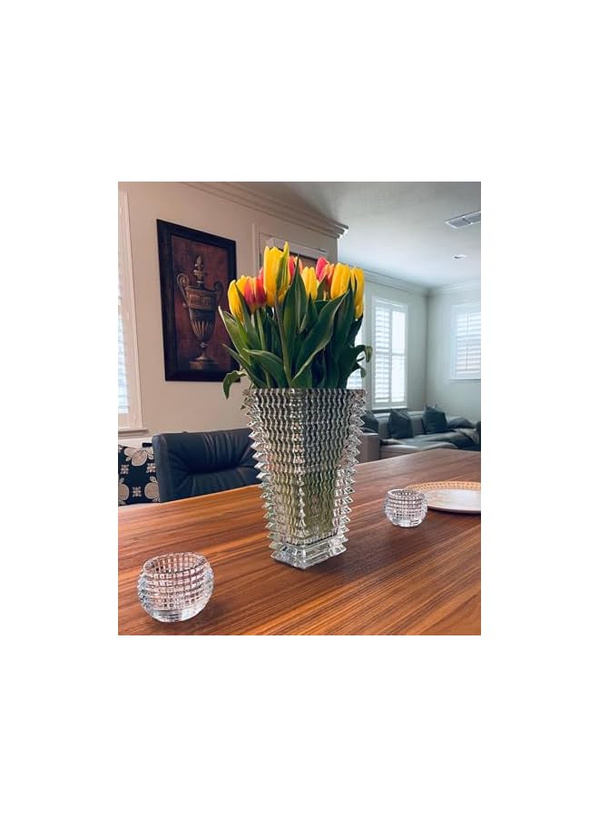 erorex Crystal Glass Vase for Flowers, Elegant Clear Glass Flower Vase, Modern Geometric Design, Large Vase for Home Décor, Gift for Special Occasions (27.5CM) - Image 4