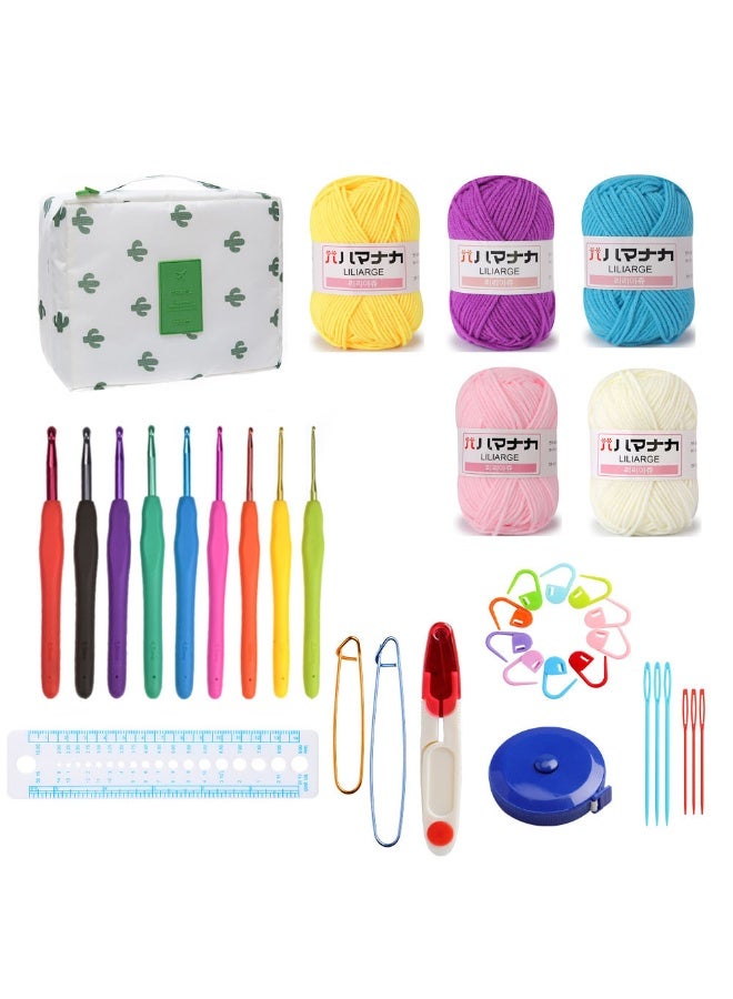 36 Piece Crochet Kit with Crochet Hooks Yarn Set Premium Bundle Includes Yarn Balls Needles Accessories Kit and Lot More Starter Pack for Kids Adults Beginner Professionals - Image 1