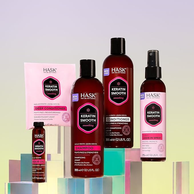 HASK Keratin Smoothing Deep Conditioner Treatment for all hair types colour safe glutenfree sulfatefree parabenfree 1 50mL Packette Pack of 3