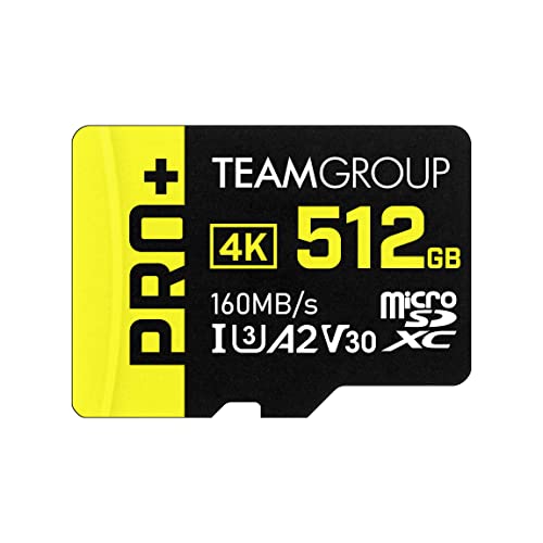 TEAMGROUP A2 Pro Plus Card 512GB Micro SDXC UHS-I U3 A2 V30, Read/Write up to 160/110 MB/s for Nintendo-Switch, Steam Deck, Tablets, Smartphones with Adapter TPPMSDX512GIA2V3003 - Image 1
