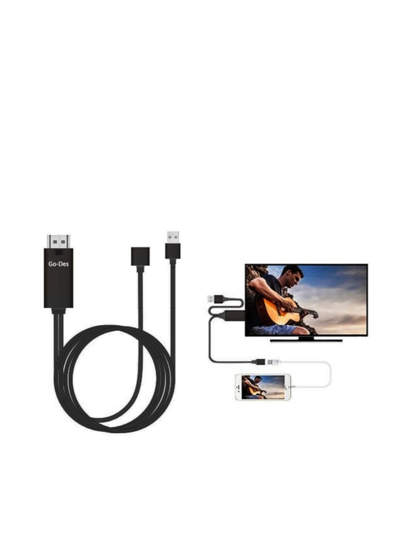 GO-DES HM809 3-In-1 HDMI To USB Female Cable Black - Image 2