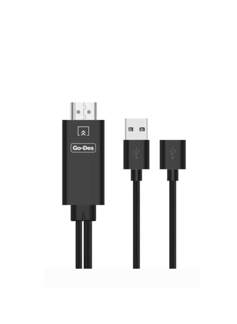 GO-DES HM809 3-In-1 HDMI To USB Female Cable Black - Image 3