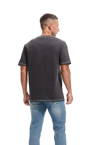 VEIISAR Men's Heavy Weight Crew Neck T-Shirt - Mens Premium Cotton Thick Tee Pre Shrunk Dark Grey XXXL - Image 2