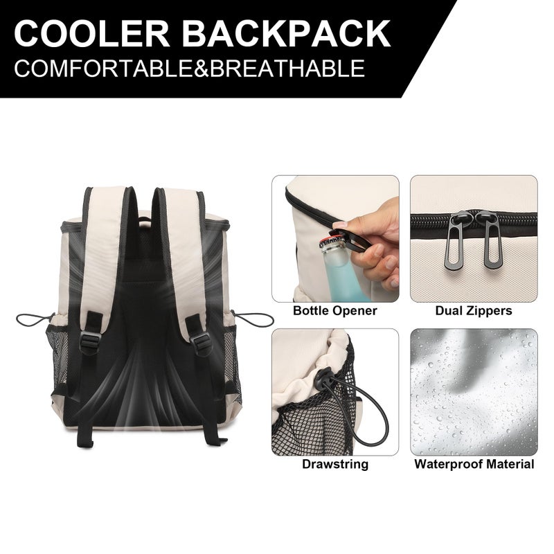 sorozien Backpack Cooler for Men and Women Insulated Waterproof Soft Lightweight Cooler Bag Leakproof 30 Cans Travel Camping Picnic Beach - Image 4