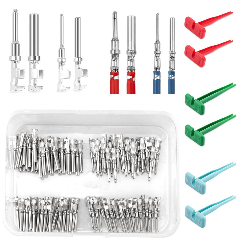JRready ST6448 Deutsch Stamped Pin Kit 166PCS Size 16 20 Open Barrel Contacts 2214AWG wPin Removal Tool for DT DTMDRCDTV AECStrike Series - Image 2