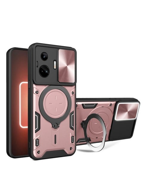 Case Cover For Realme GT3 5G CD Texture Sliding Camshield Magnetic Holder Phone Case Pink