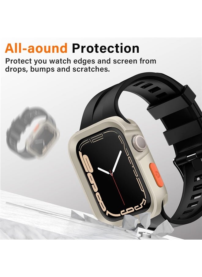 Amizee - Rugged Case Compatible with Apple Watch Case Series 8/7 41mm Series 6/SE/5/4 40mm, Soft TPU Shockproof Bumper Drop Proof Protective Cover Compatible with iWatch - Starlight - Image 1