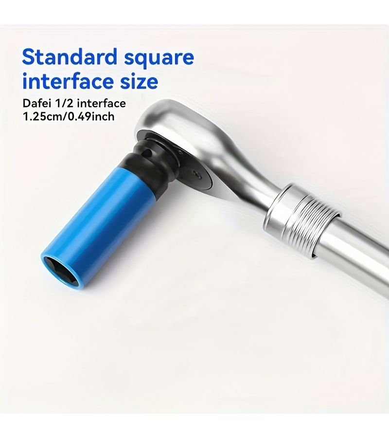 1pc Professional 1 2 Inch Drive Pneumatic Socket Steel Sleeve Impact Resistant Durable Scratch Resistant Plastic Coating 22mm Red Bright Yellow Sky Blue Green - Image 3