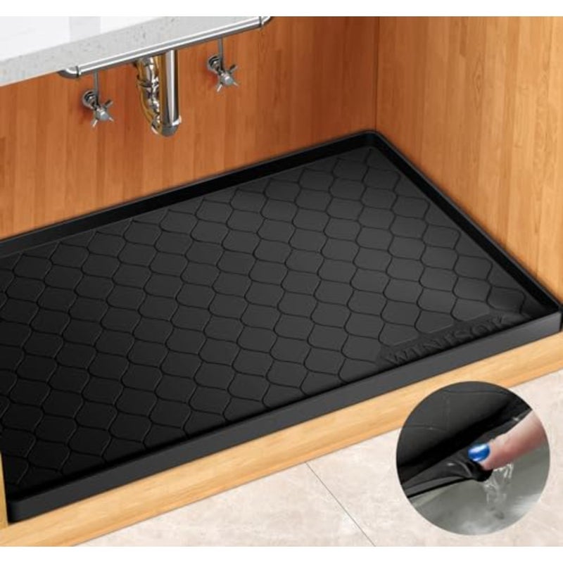 Silicone Under Sink Mat 34" x 22", kitchen Essentials and Gadgets, Shelf liner and Cabinet Protector, Home Organizers and Storage, Waterproof Bathroom Tray - Image 1