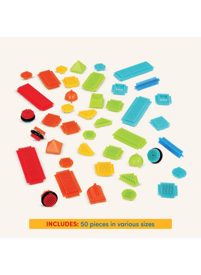 BATTAT Battat- Bristle Blocks- STEM Interlocking Building Blocks- 50 pc Playset- Developmental Toys for Toddlers & Kids- Basic Builder Bucket- 2 Years +  - Image 4