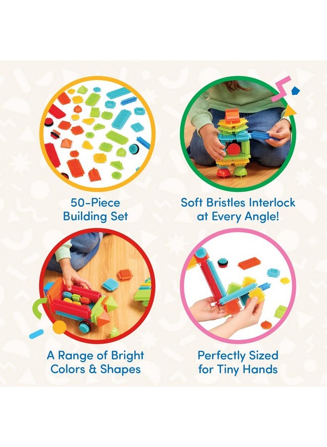 BATTAT Battat- Bristle Blocks- STEM Interlocking Building Blocks- 50 pc Playset- Developmental Toys for Toddlers & Kids- Basic Builder Bucket- 2 Years +  - Image 2