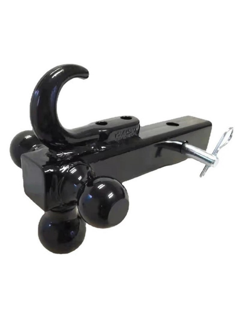 Generic - Trailer Hitch Tri Ball Mount With Hook Tactical Tow Hook Fits 2 inch Hitch Receiver Secure With Self Lock Latch - Image 1