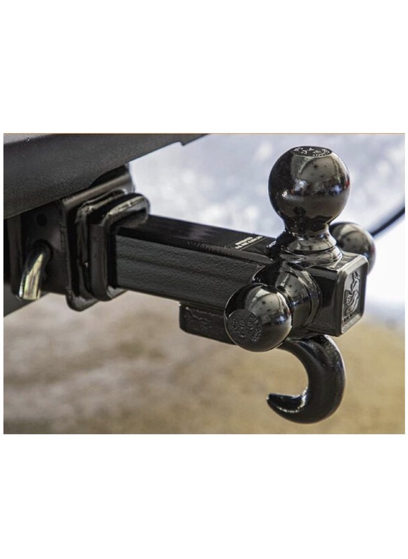 Generic - Trailer Hitch Tri Ball Mount With Hook Tactical Tow Hook Fits 2 inch Hitch Receiver Secure With Self Lock Latch - Image 1