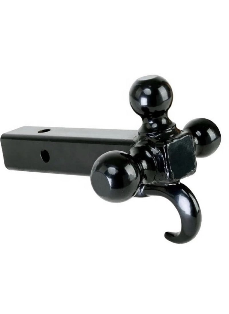 Generic - Trailer Hitch Tri Ball Mount With Hook Tactical Tow Hook Fits 2 inch Hitch Receiver Secure With Self Lock Latch - Image 1