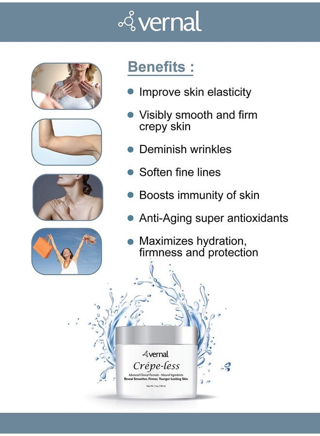 Vernal Ernal Organic Crepeless Skin Firming Cream Hydrating & Antiaging For Arms Neck & Hands 4 Oz Made In Usa - Image 4