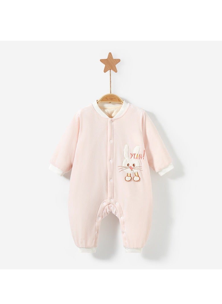 xozgdovg Baby onesie Autumn and winter male and female freshmen warm plus thick cotton clothing suit full moon clothes baby winter 80cm pink 