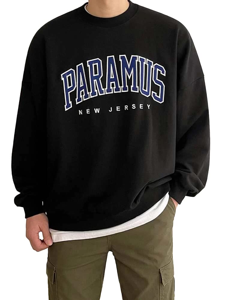 THALASI Men's Fleece Round Neck Hooded Sweatshirt (ST_301_Black - Image 1