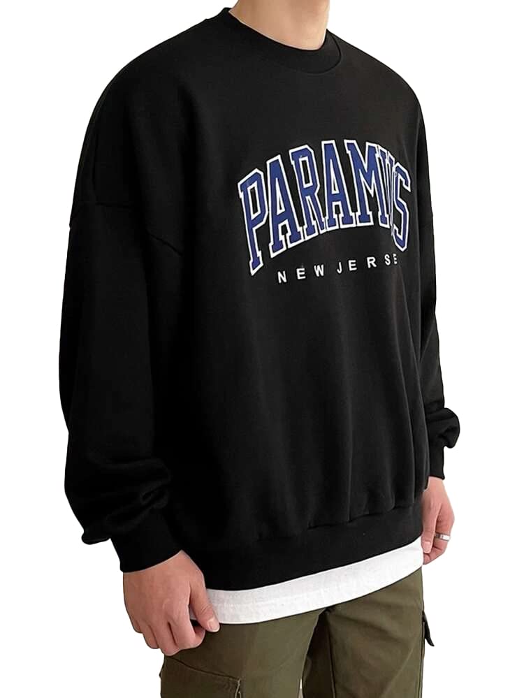 THALASI Men's Fleece Round Neck Hooded Sweatshirt (ST_301_Black - Image 3