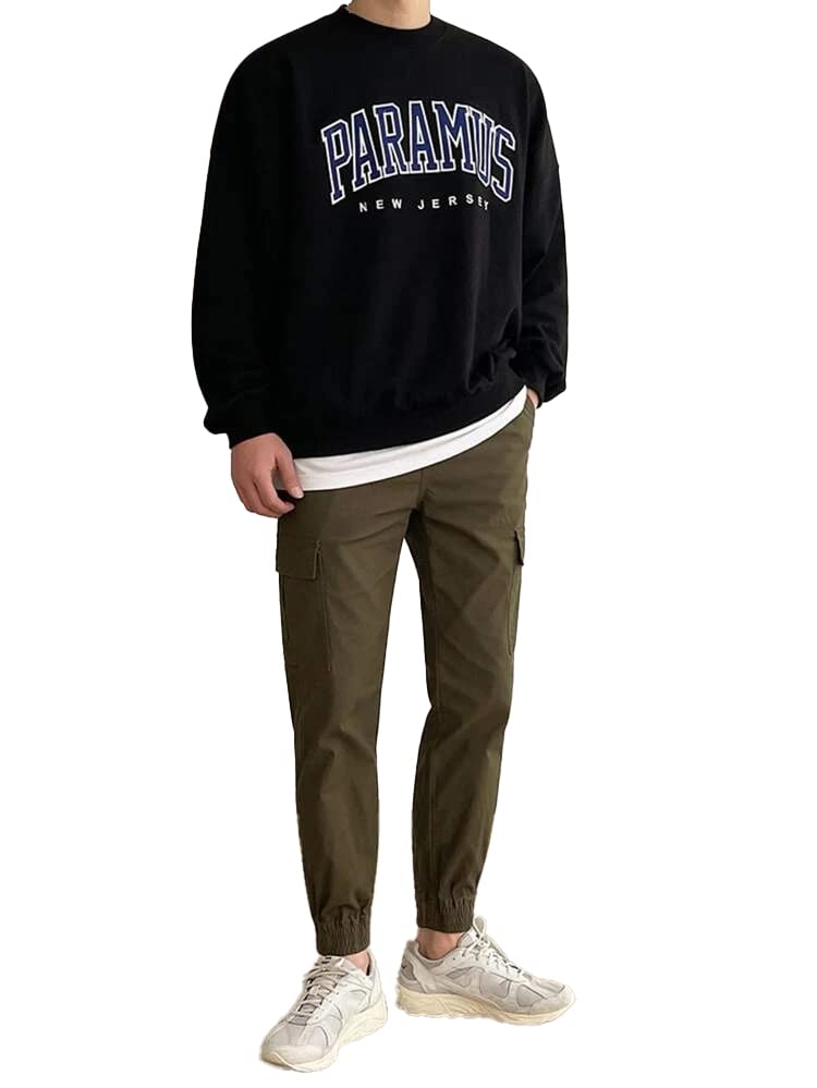 THALASI Men's Fleece Round Neck Hooded Sweatshirt (ST_301_Black - Image 5