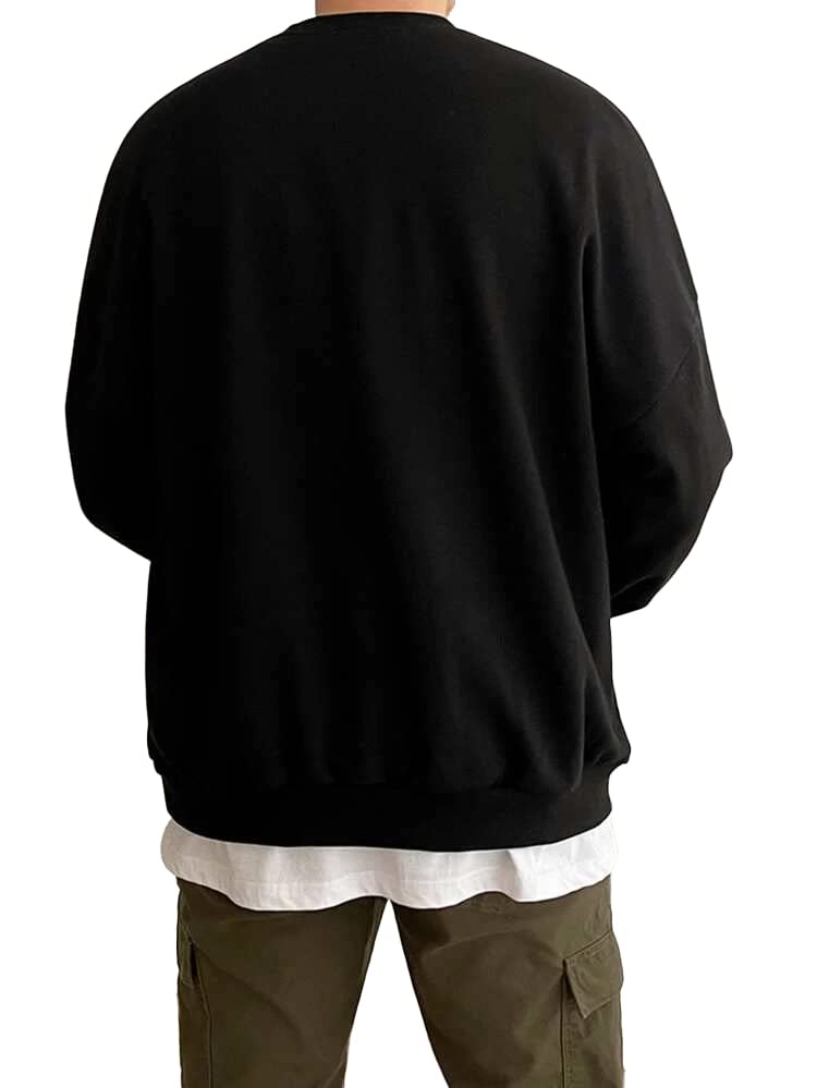 THALASI Men's Fleece Round Neck Hooded Sweatshirt (ST_301_Black - Image 2