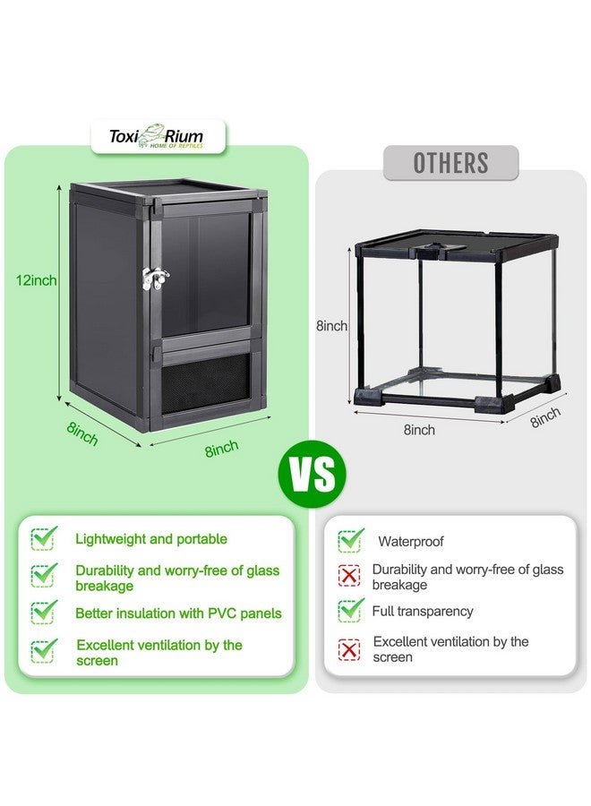 Toxirium 8" x 8" x 12" Small Reptile Cage Hatching Habitat, Screen & Acrylic Doors, Ventilated Terrarium for Lizards, Snakes, Frogs, Easy Assembly, Two Doors - Image 5