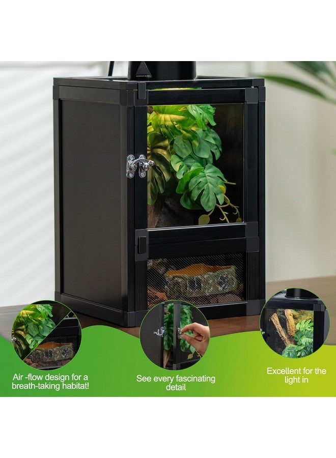 Toxirium 8" x 8" x 12" Small Reptile Cage Hatching Habitat, Screen & Acrylic Doors, Ventilated Terrarium for Lizards, Snakes, Frogs, Easy Assembly, Two Doors - Image 4
