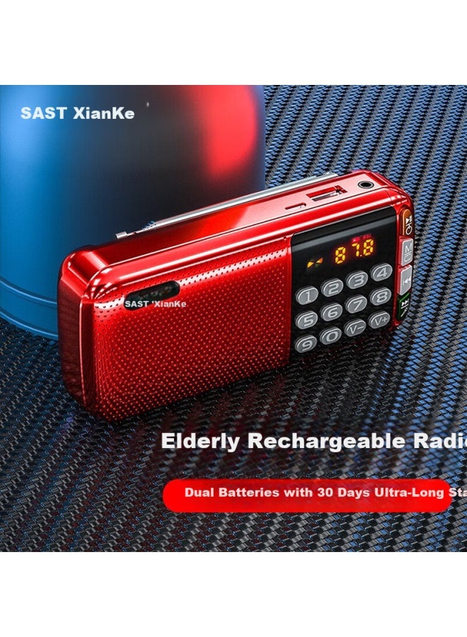 Sast N28 Portable Mini Radio For Elderly, Rechargeable Card Player, Fm Broadcast, Music Player, Semiconductor Opera Player, Red - Image 1