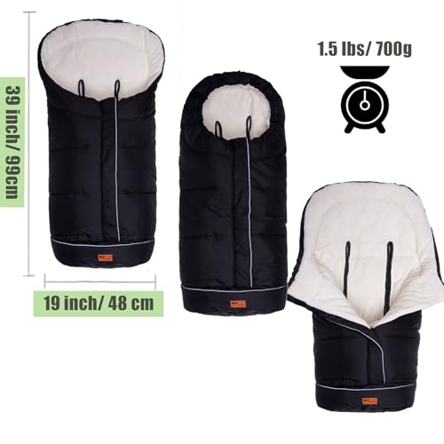 KZ Dotnz Winter Warm Stroller Footmuff, Waterproof Baby Bunting Bag with Centre and Bottom Open for Easy in and Out, Universal Fit All Strollers, Pram - Image 2