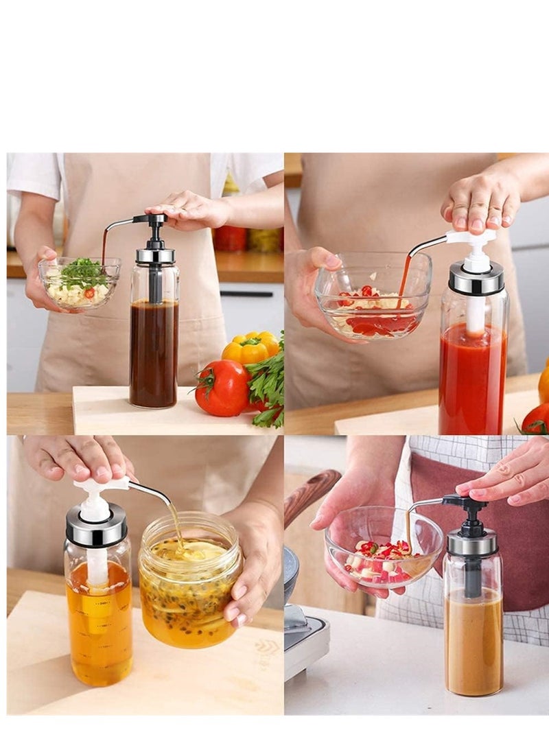 KASTWAVE Glass Squeeze Bottles 3 Pack 17 OZ No Drip Condiment Bottle Squeeze for Ketchup Salad Dressing Honey Oil Presser Sticky Sauce Squeeze Bottle for Kitchen and BBQ  - Image 2