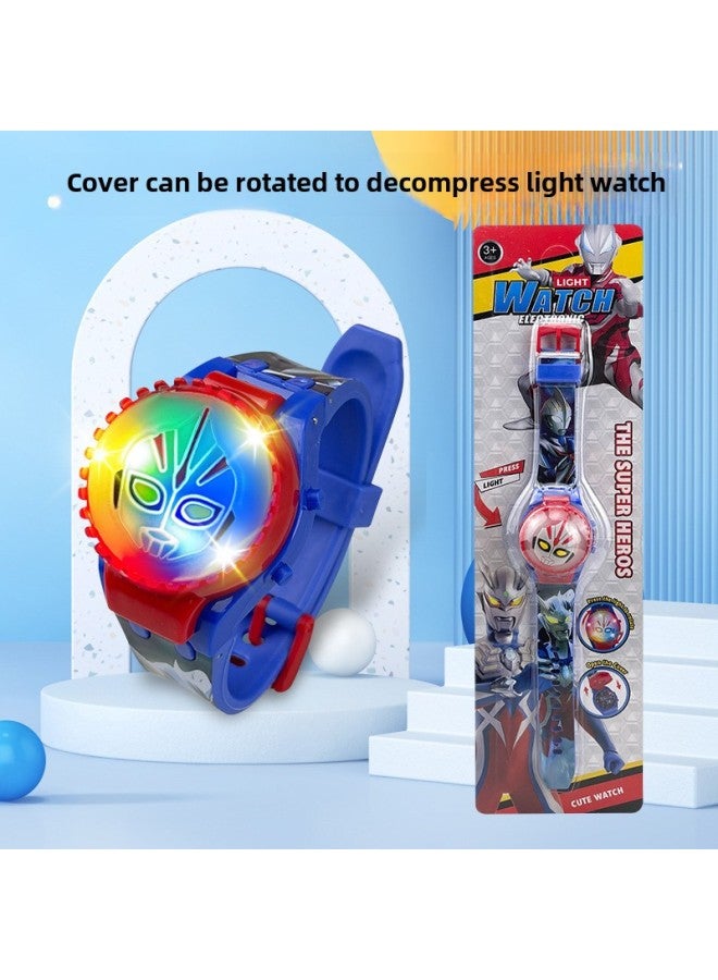 Exquisite Cartoon Rotating Flip Top Light Watch Press Luminous Rotatable Decompression Kidsren's Digital Watch-Color:806  Sonic - Image 2